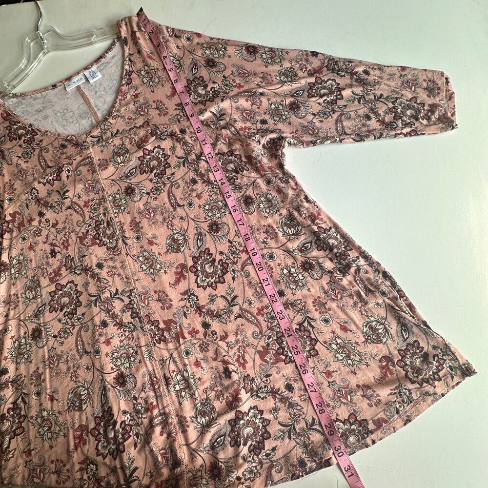 Tabitha Webb Knit Top Womens Size 2X Pink Paisley Floral V-Neck 3/4 Sleeve ee - Picture 8 of 8